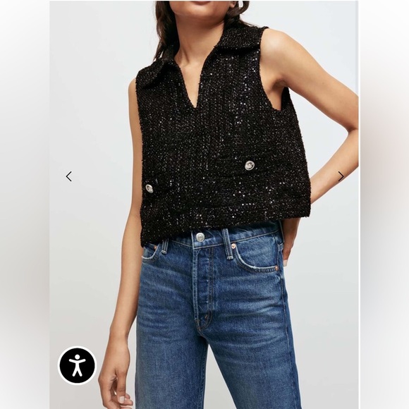 Maje Sequin Tweed Top- Size 1; New with Tags - Picture 7 of 8